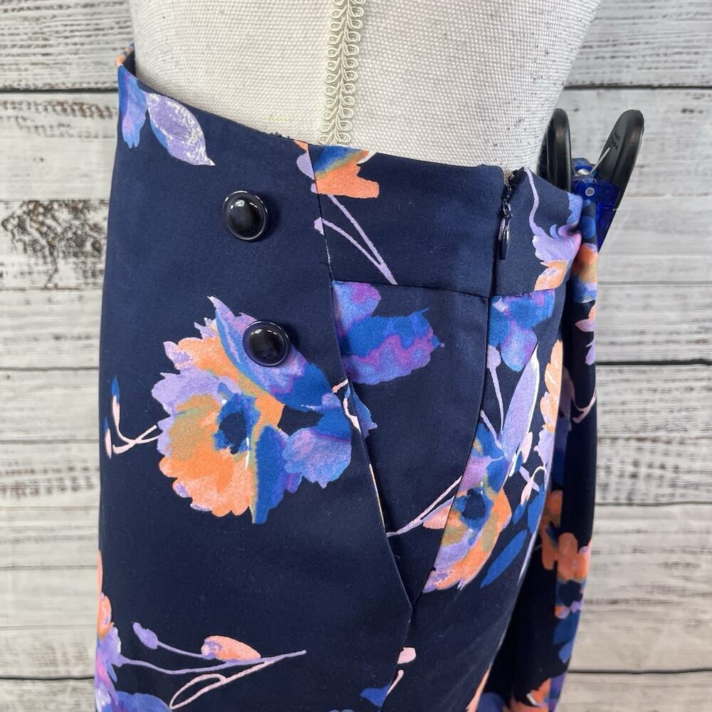 The Limited Skirt sz 12 Blue Coral Floral Straight Stretch Knee Tropical Career - Picture 6 of 9